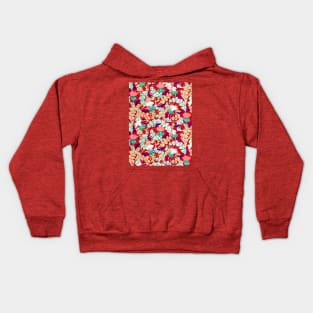 RAVENS,CICADAS AND WHITE RED THISTLES WITH GREEN LEAVES Art Nouveau Floral Pattern Kids Hoodie